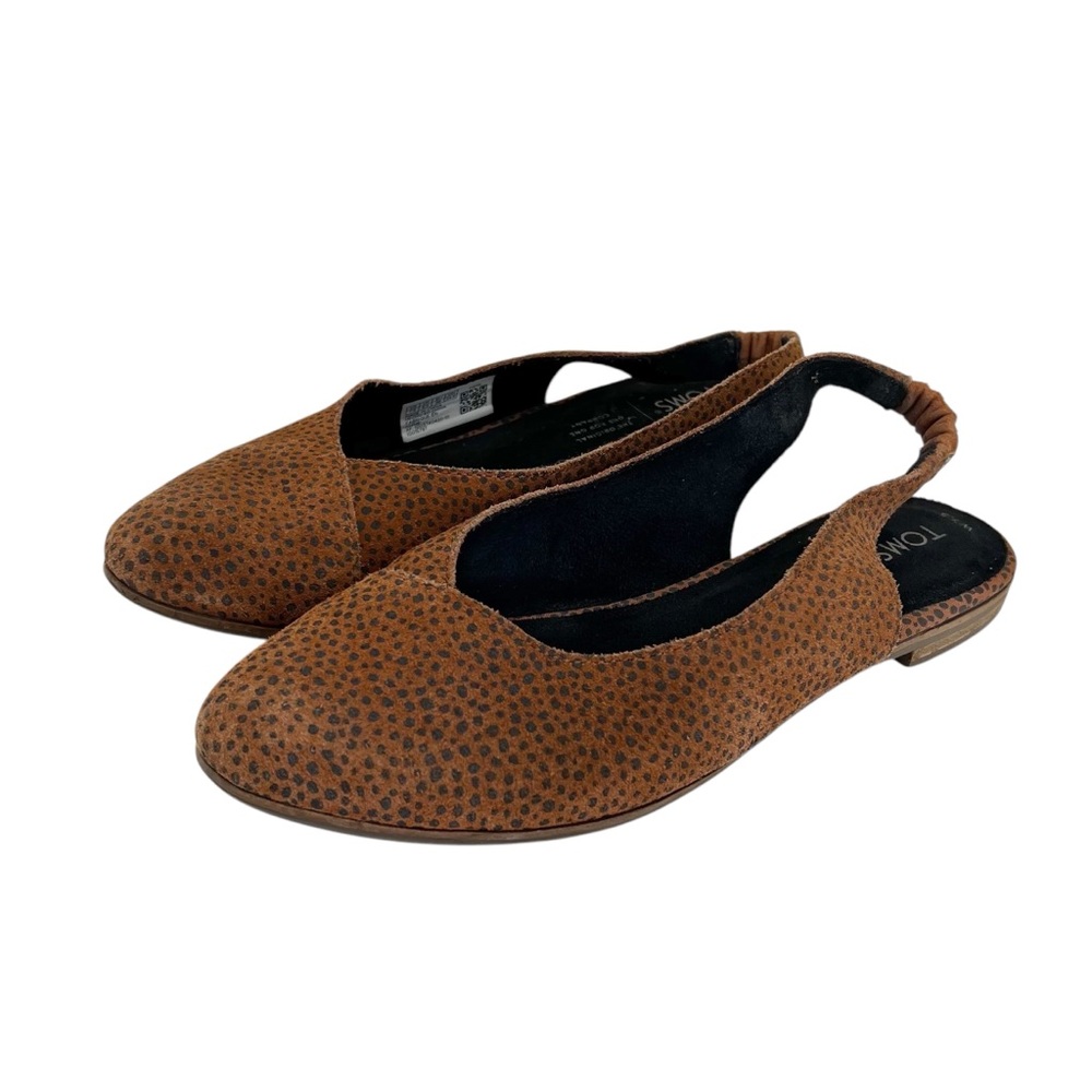 TOMS Women's Brown Spotted Leather Slingback Flats